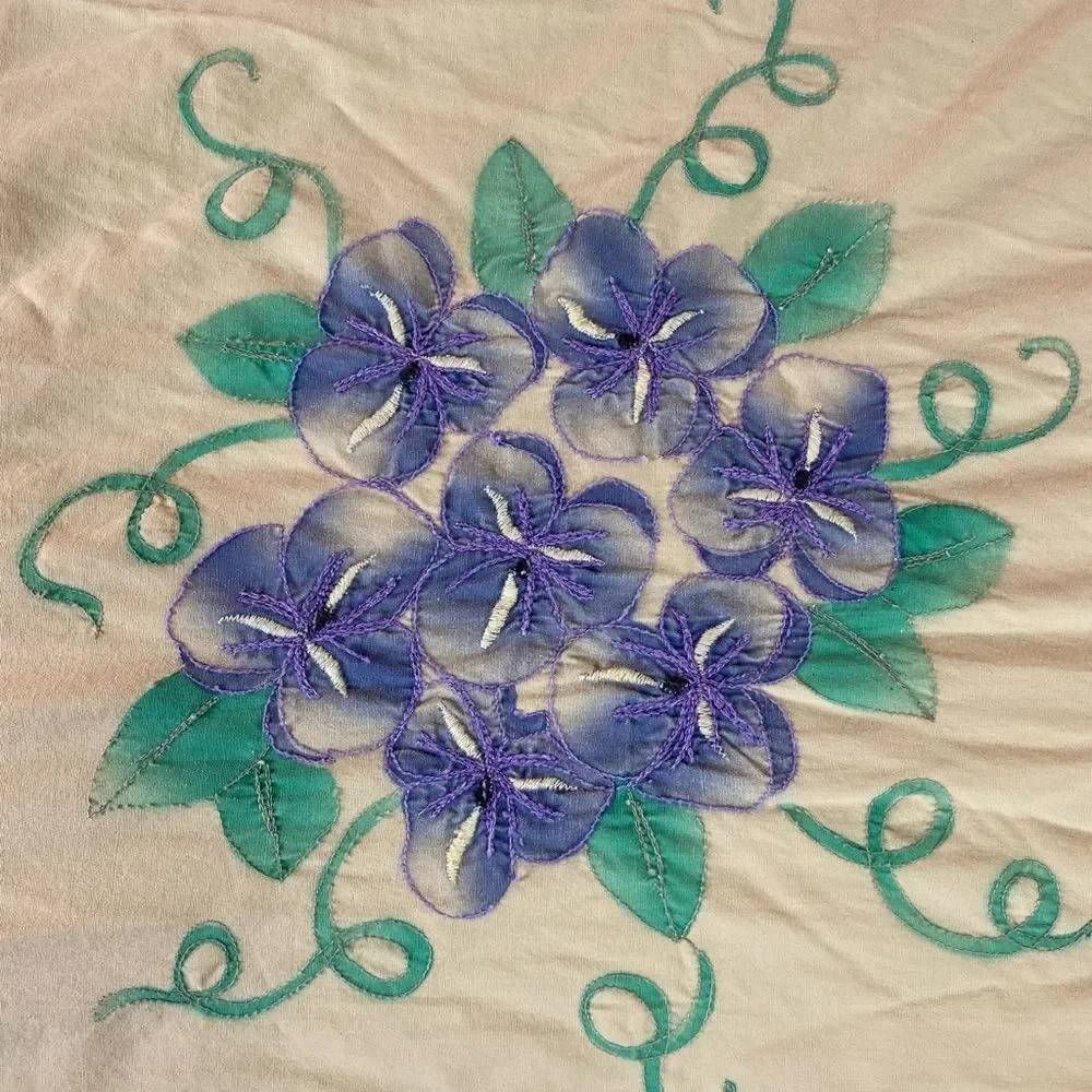 Floral Embroidered Duvet Cover patchwork 70s